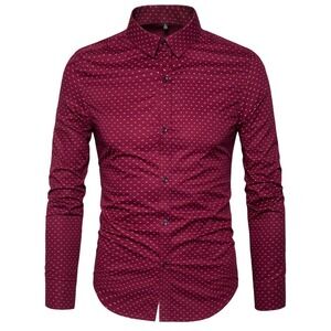Muse Fath Shirt Men's Burgundy Geometric Print Long Sleeve Button Up Sz Med #